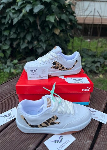 Leopar Desenli Platform Topuklu Beyaz Kadın Spor Ayakkabı - Görsel 8