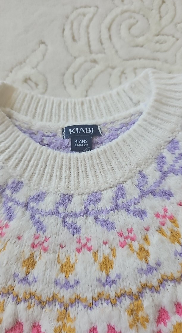 Nakışlı Bohem Kız Çocuk Triko Kazak - Görsel 3