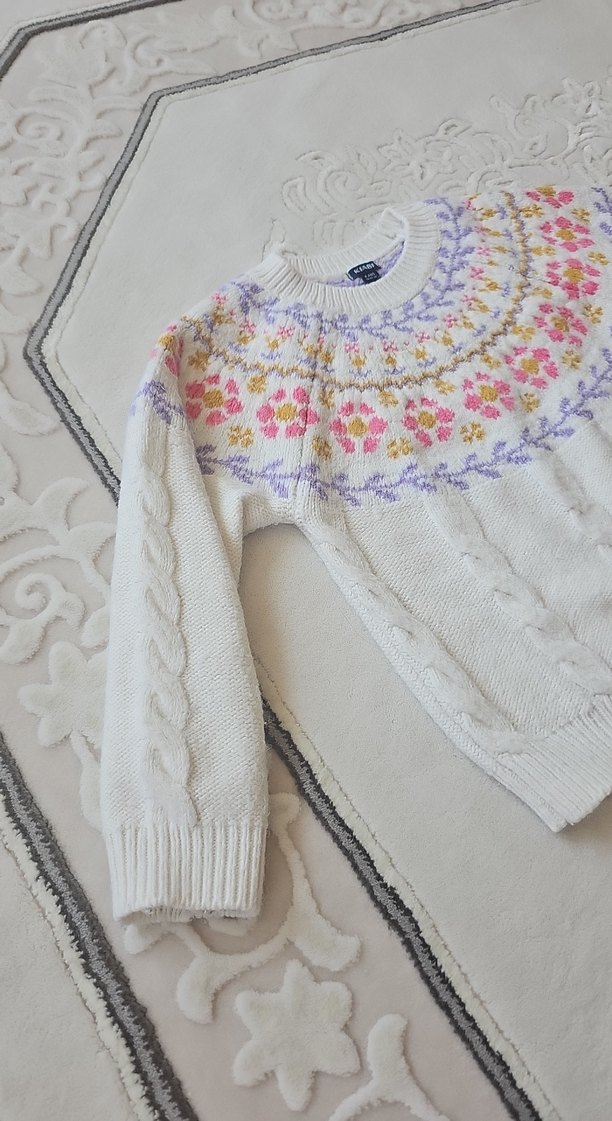 Nakışlı Bohem Kız Çocuk Triko Kazak - Görsel 2