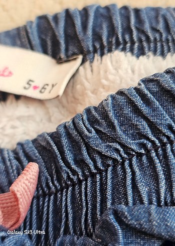 Mavi Bol Kesim Kot Pantolon - Görsel 5