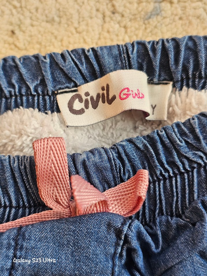 Mavi Bol Kesim Kot Pantolon - Görsel 4