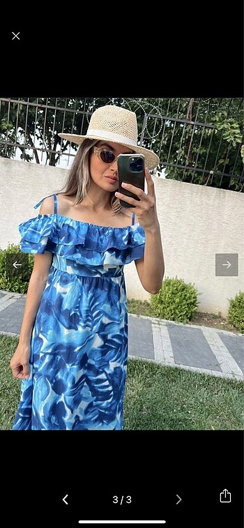 l Beden Önü fırfırlı desenli elbise