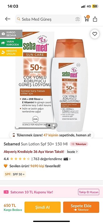 Seba med güneş losyonu