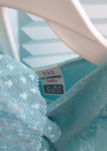 Turkuaz Fırfırlı Kız Çocuk Elbise - Görsel 3