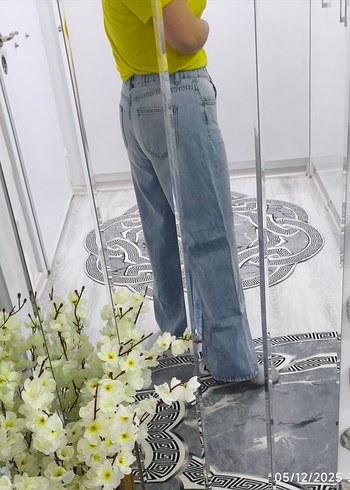 Gri Mavi Kadın Salaş Midi Kot Pantolon sıfır - Görsel 3