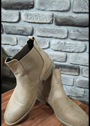 Bej Süet Kadın Bot,  Kalın Topuklu - Görsel 3