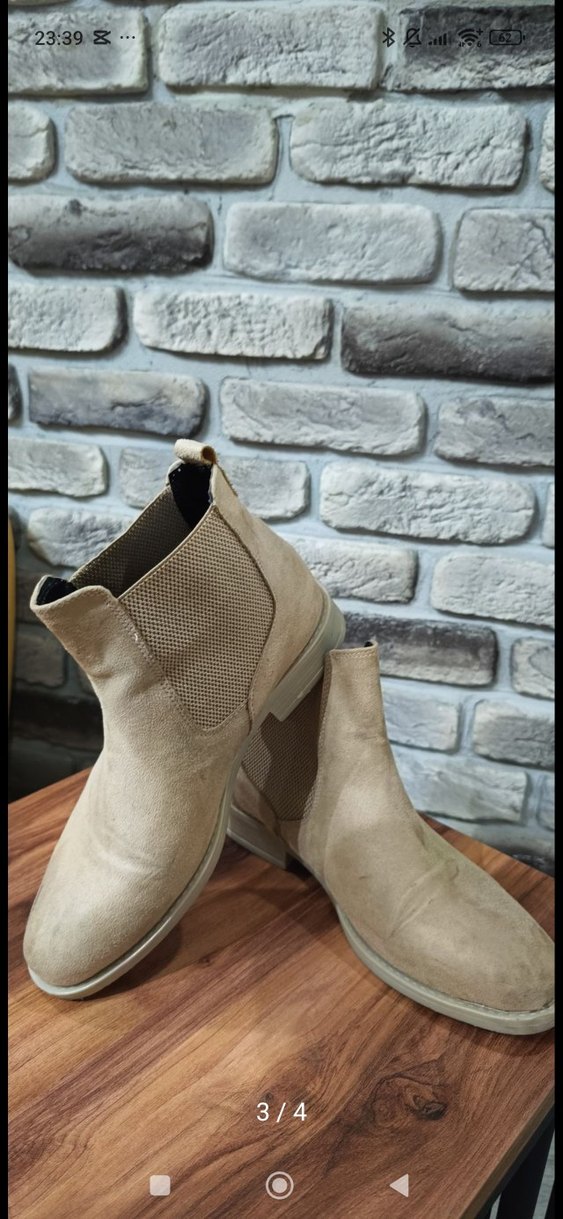 Bej Süet Kadın Bot,  Kalın Topuklu - Görsel 3