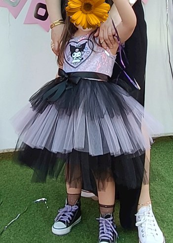 Mor Kız Çocuk Kostümü, Kısa Kollu kuromi - Görsel 2