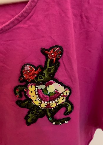 Pembe Düğmeli Hamile Tişörtü - Görsel 2