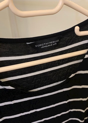 Siyah Beyaz Çizgili Hamile Tişört - Görsel 3