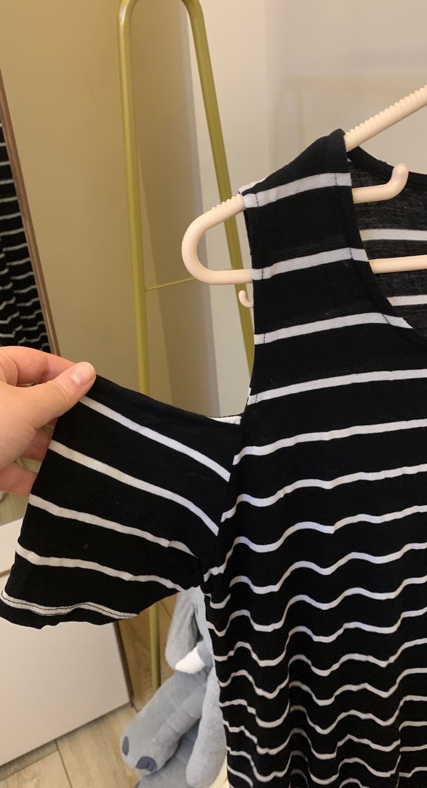 Siyah Beyaz Çizgili Hamile Tişört - Görsel 2