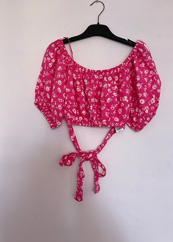 Pembe Mini Bohem Bağlamalı Bluz - Görsel 2