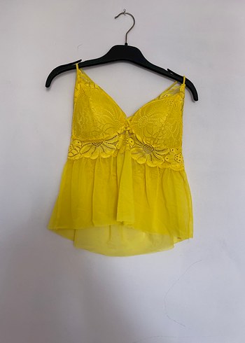 Sarı Dantel Detaylı Bohem Büstiyer - Görsel 2