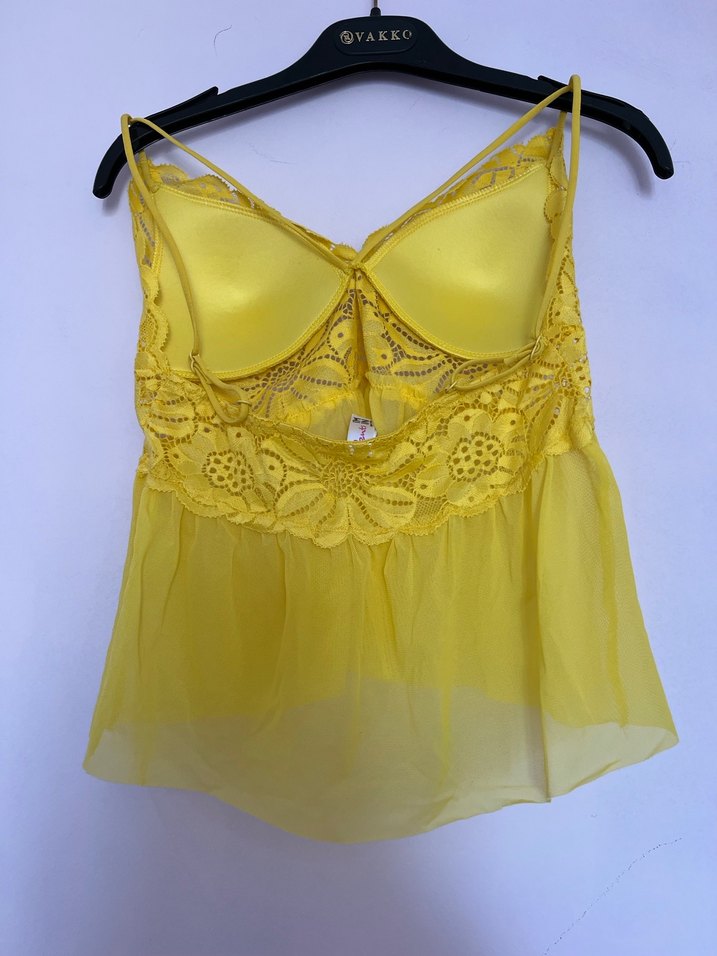 Sarı Dantel Detaylı Bohem Büstiyer - Görsel 4