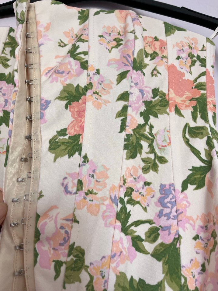 Beyaz Çiçekli Straplez Kız Bluz - Görsel 4