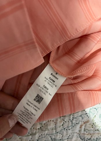 Bej Pilili Uzun Kollu Keten Bluz - Görsel 6