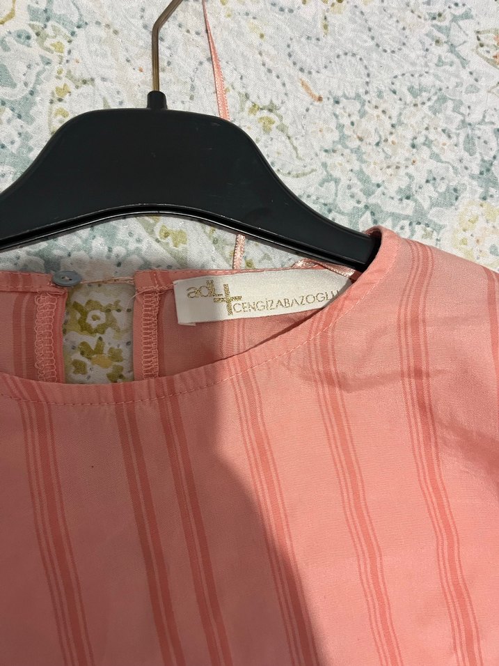 Bej Pilili Uzun Kollu Keten Bluz - Görsel 5