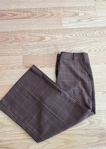 Kahverengi Piliseli Kadın Kumaş Pantolon - Görsel 2