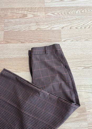 Kahverengi Piliseli Kadın Kumaş Pantolon - Görsel 3