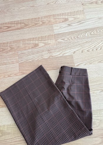 Kahverengi Piliseli Kadın Kumaş Pantolon - Görsel 5