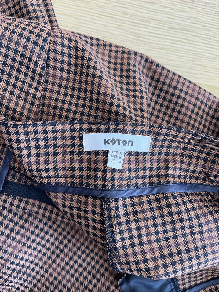 Kahverengi Piliseli Kadın Kumaş Pantolon - Görsel 4