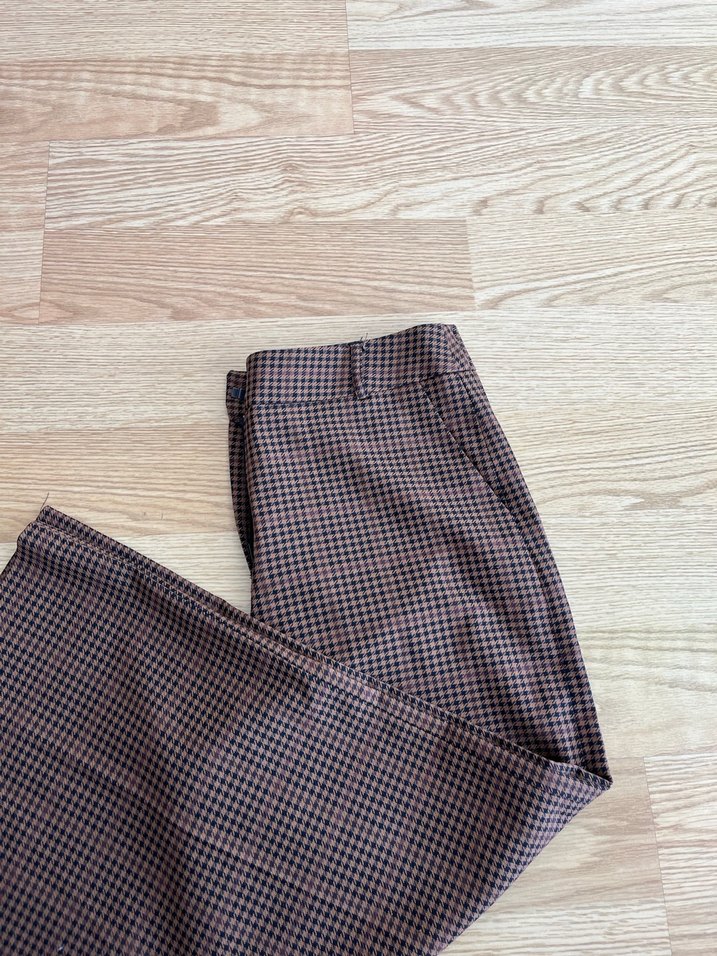 Kahverengi Piliseli Kadın Kumaş Pantolon - Görsel 3