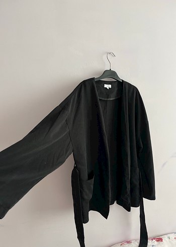 Siyah Kuşaklı Midi Kadın ceket - Görsel 2