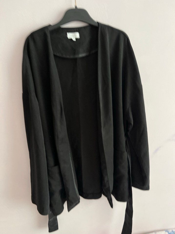 Siyah Kuşaklı Midi Kadın ceket - Görsel 5