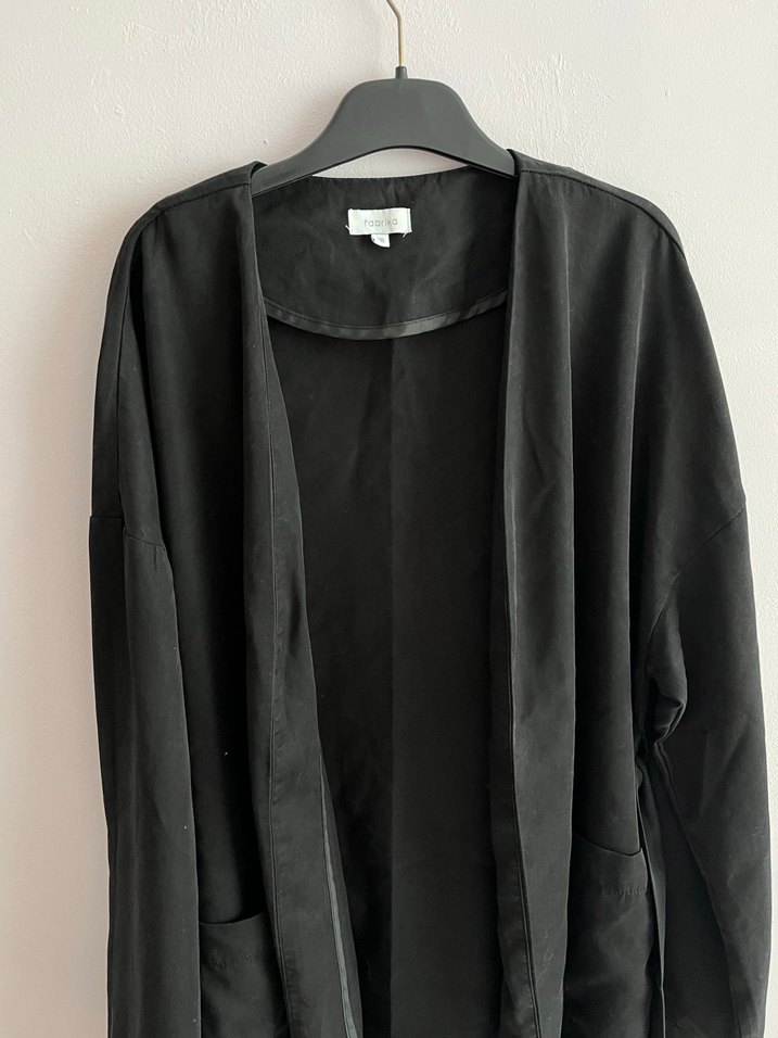 Siyah Kuşaklı Midi Kadın ceket - Görsel 3