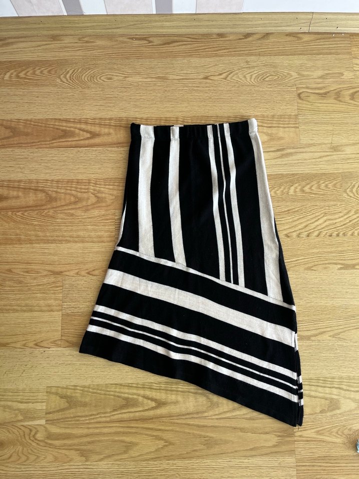 Çizgili Siyah Hamile Uzun Etek - Görsel 3