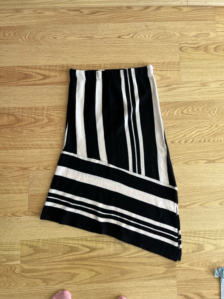 Çizgili Siyah Hamile Uzun Etek - Görsel 2