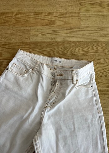 Beyaz kalın Keten Kadın Pantolon - Görsel 2