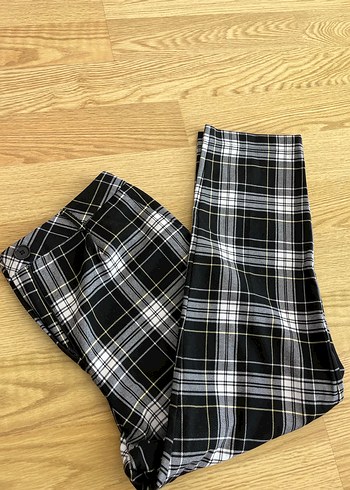 Kadın Gri Ekose Kumaş Pantolon - Görsel 4