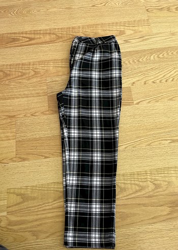 Kadın Gri Ekose Kumaş Pantolon - Görsel 2