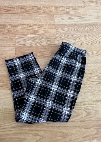 Kadın Gri Ekose Kumaş Pantolon - Görsel 6