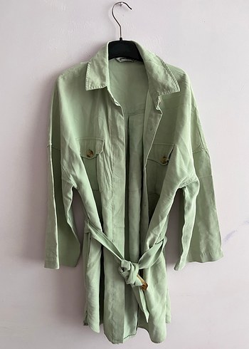 Düğmeli Yeşil Midi Gömlek - Görsel 2