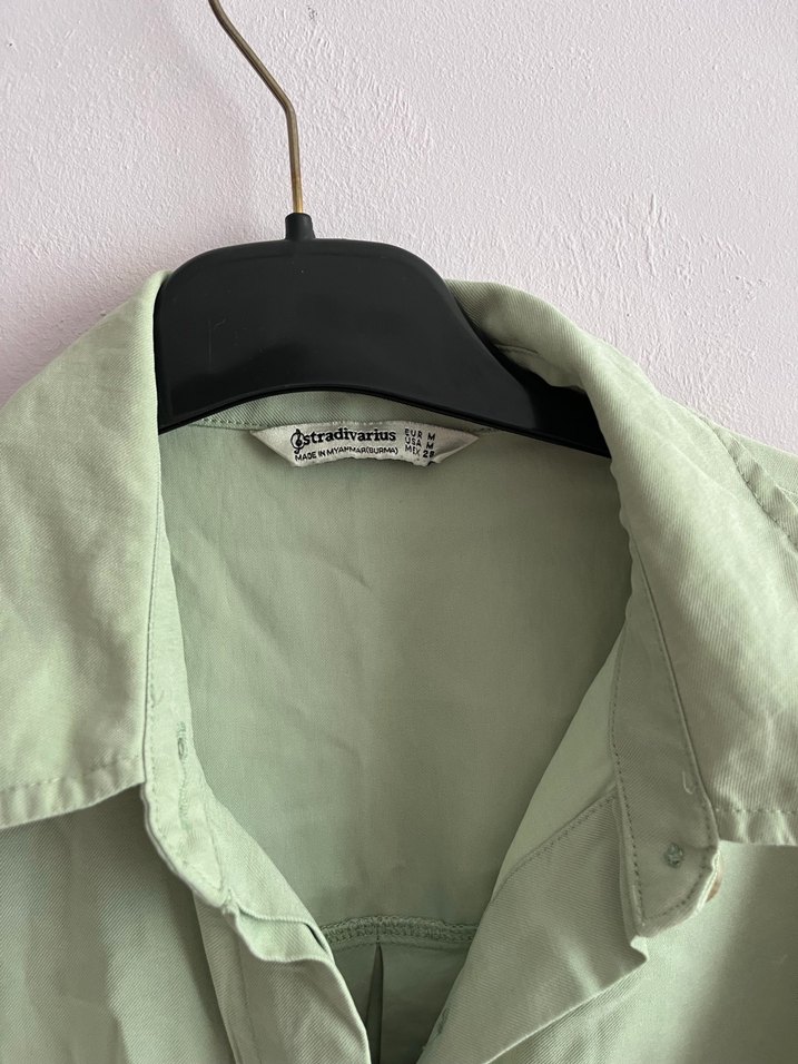 Düğmeli Yeşil Midi Gömlek - Görsel 5