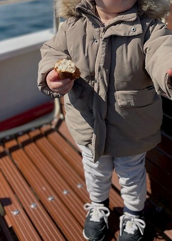 Bej Erkek Çocuk Puff Mont