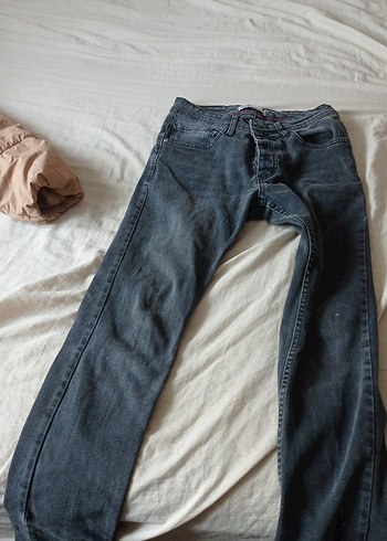 Gri Düğmeli Midi Jean Pantolon - Görsel 3