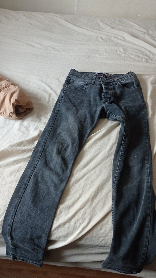 Gri Düğmeli Midi Jean Pantolon - Görsel 3