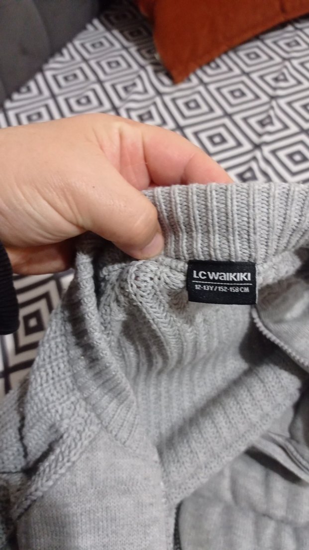 Gri Örgü Kadın Hırka, Balıkçı Yaka, Günlük - Görsel 3