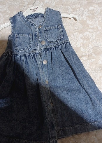 Kız Çocuk Kot Elbise Düğmeli - Görsel 2