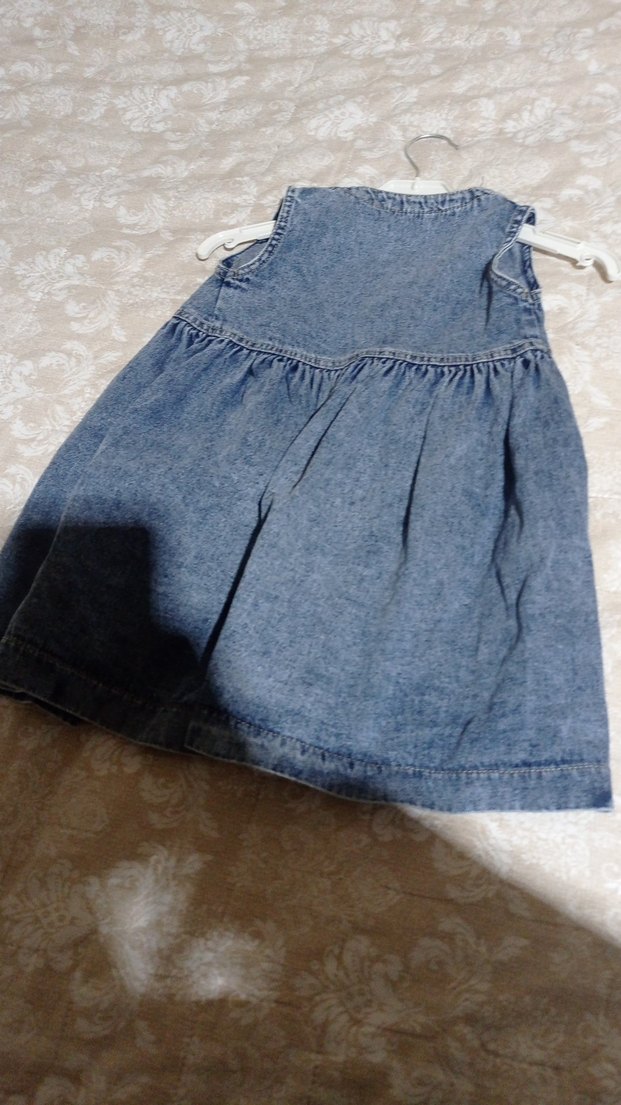 Kız Çocuk Kot Elbise Düğmeli - Görsel 3