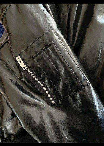 Siyah Deri erkek Ceket Midi Boy Fermuarlı - Görsel 3