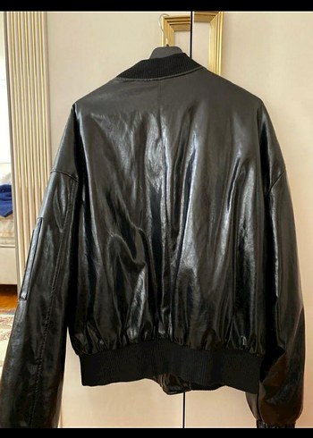 Siyah Deri erkek Ceket Midi Boy Fermuarlı - Görsel 2