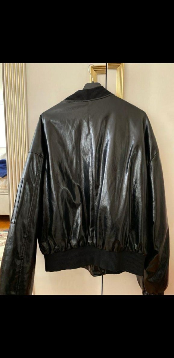 Siyah Deri erkek Ceket Midi Boy Fermuarlı - Görsel 2