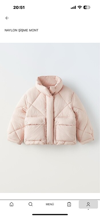 Zara 13-14 yaş pembe mont
