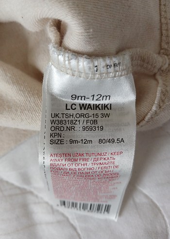 6-9 Ay Beden ten rengi Renk 74 cm Erkek Uzun Kollu Pamuklu Sweatshirt