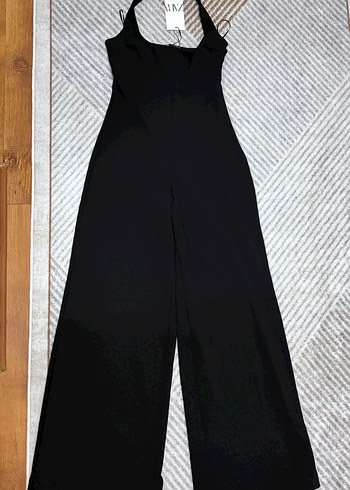 Siyah Halter Yaka Kadın Midi Tulum - Görsel 3