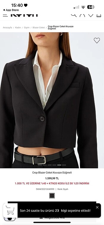 36 Beden Koton blazer ceket